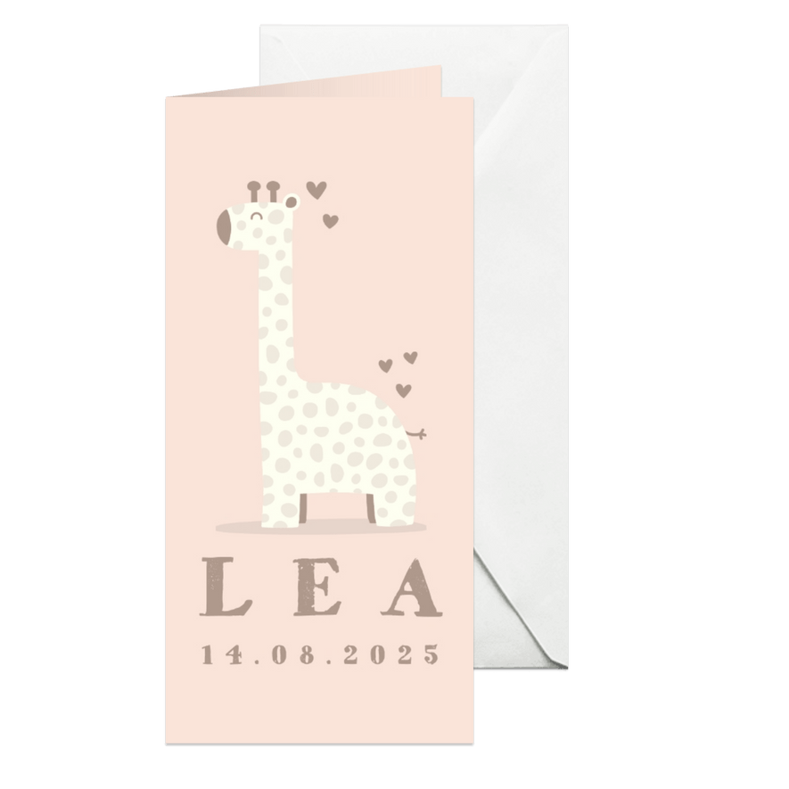 Dankeskarte zur Geburt Giraffe rosé Foto innen - Karteneindruck
