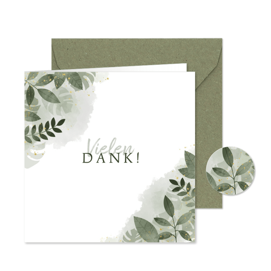 Dankeskarte zur Hochzeit botanisch mit Foto und Wasserfarbe - Karteneindruck
