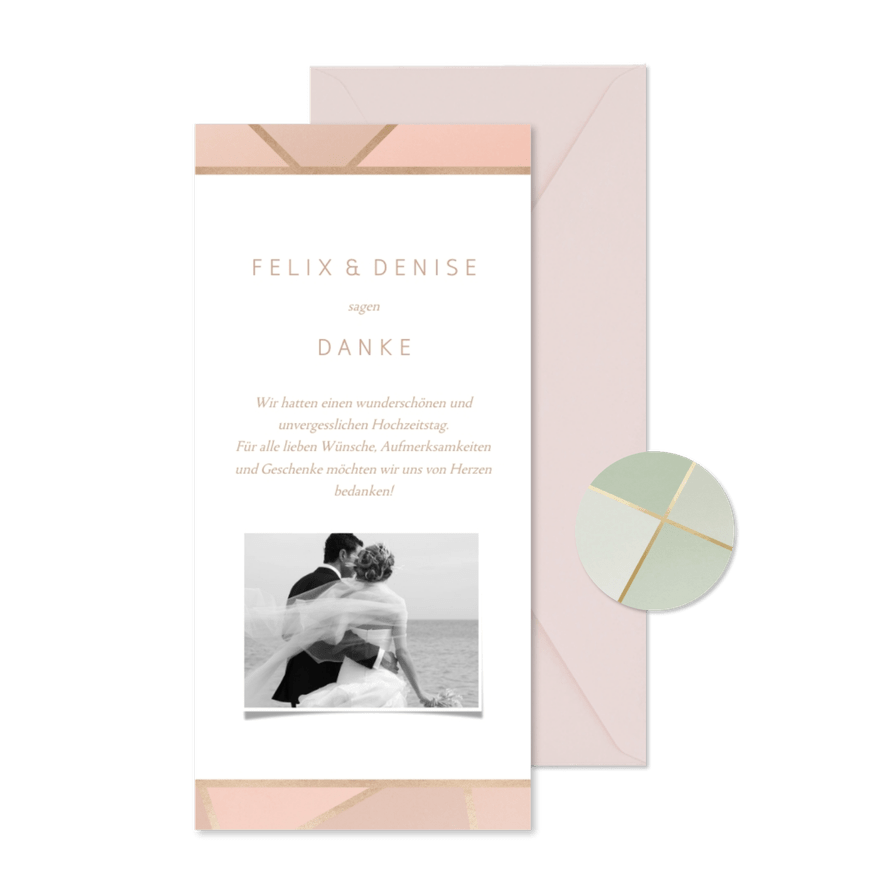 Dankeskarte zur Hochzeit geometrisch - Karteneindruck
