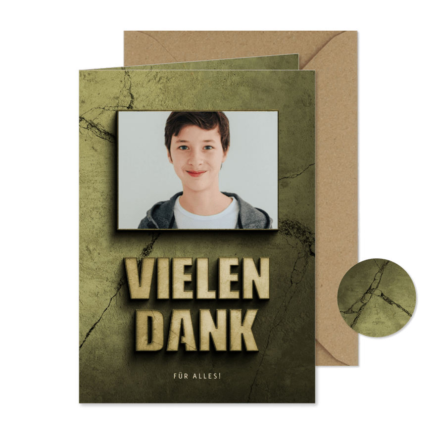 Dankeskarte zur Jugendweihe Foto & Betonlook - Karteneindruck