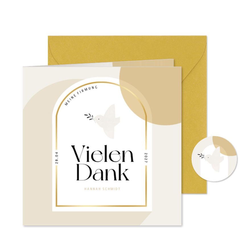 Danksagung Firmung Bogenfenster & Taube - Karteneindruck