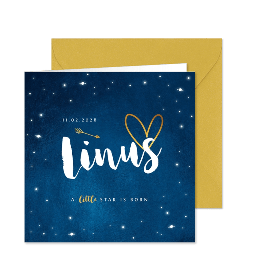 Danksagung Geburt A little star is born Foto innen - Karteneindruck