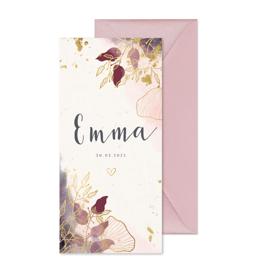 Danksagung Geburt botanisch Foto Rückseite - Karteneindruck