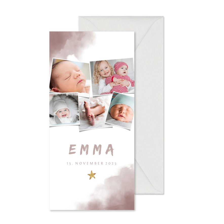 Danksagung Geburt Collage eigene Fotos rosa - Karteneindruck
