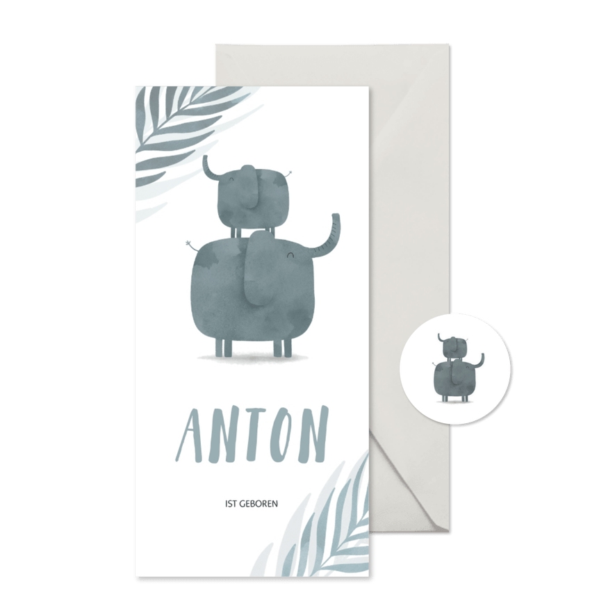 Danksagung Geburt Elefanten kleiner Bruder - Karteneindruck

