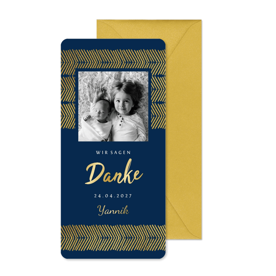Danksagung Geburt Foto & Goldakzente grafisch - Karteneindruck