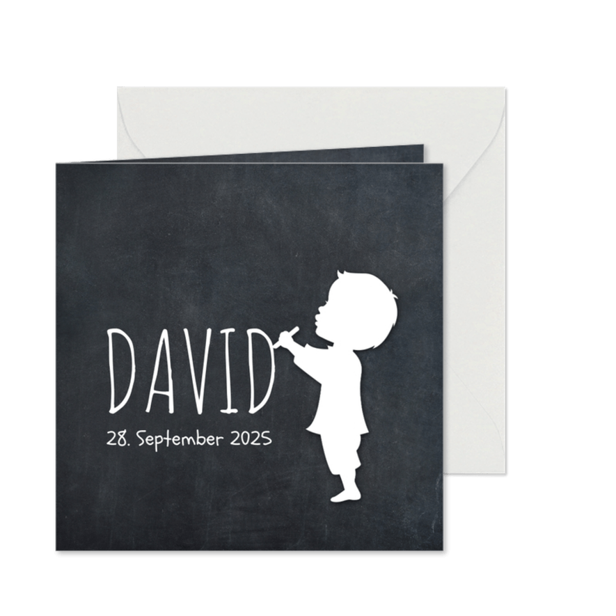 Danksagung Geburt Junge Kreide Scherenschnitt - Karteneindruck