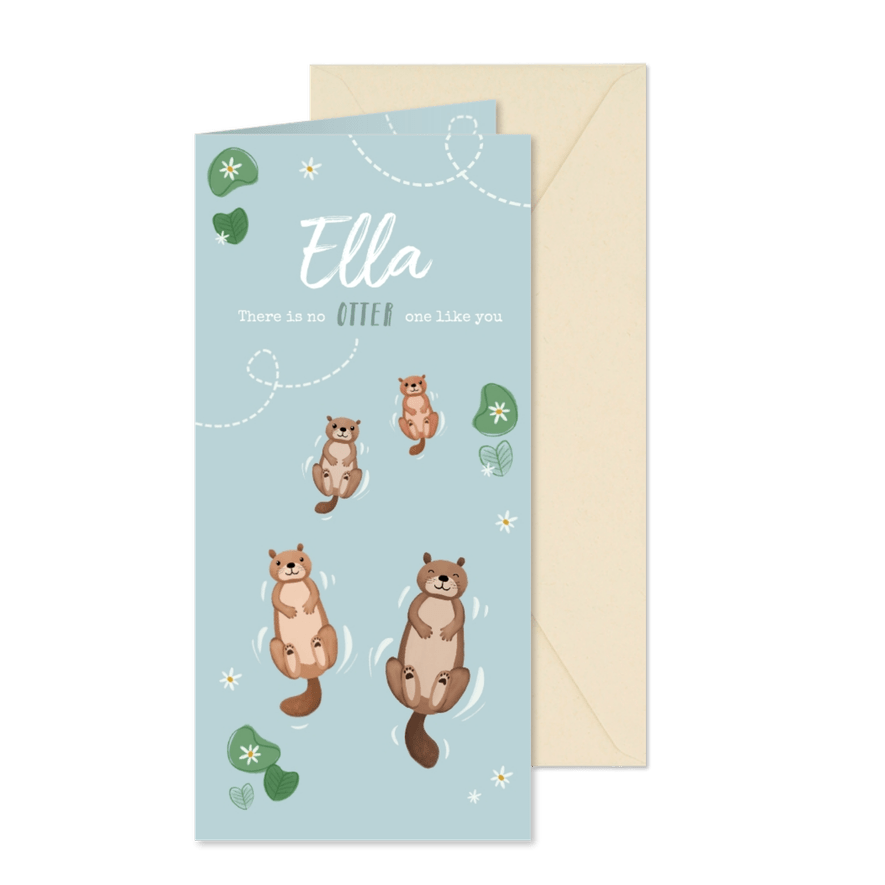 Danksagung Geburt Otterfamilie 2 Kinder Foto innen - Karteneindruck