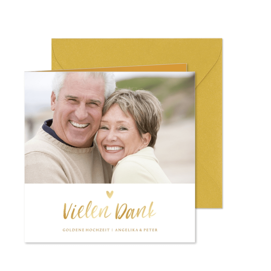 Danksagung Goldene Hochzeit Foto & Herz - Karteneindruck