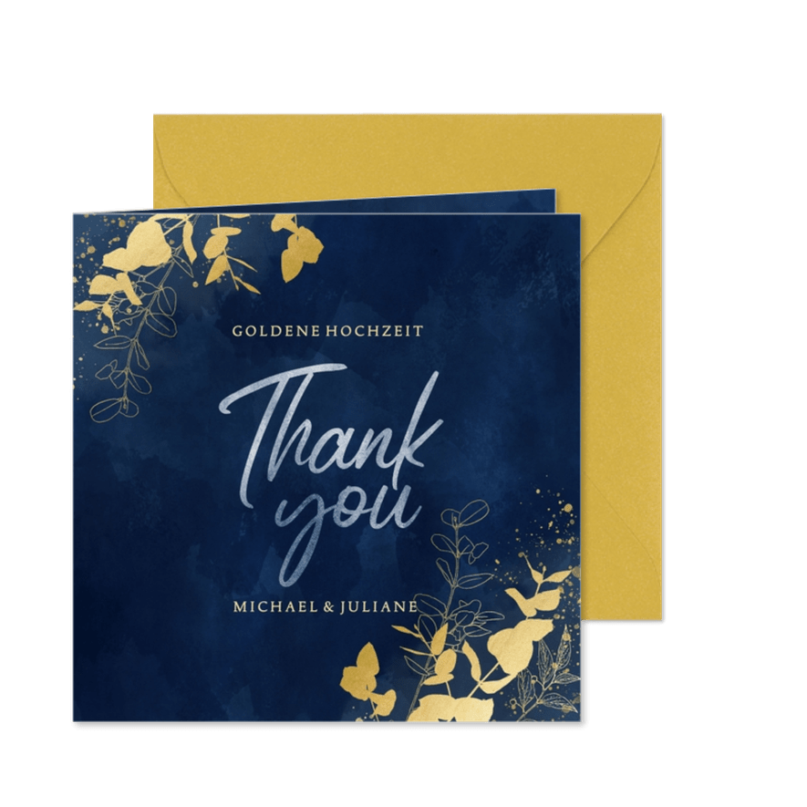 Danksagung Goldene Hochzeit 'Thank you' - Karteneindruck
