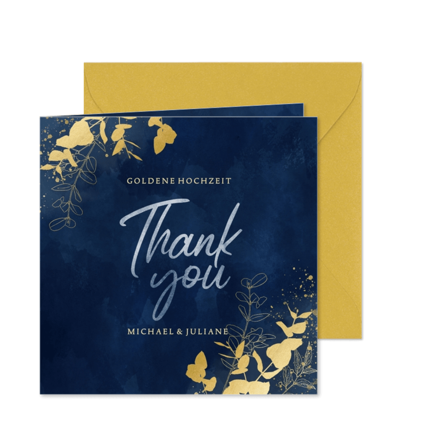 Danksagung Goldene Hochzeit 'Thank you' - Karteneindruck