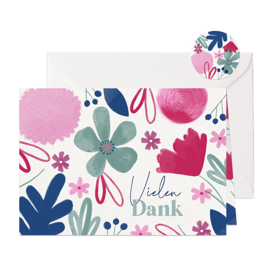 Danksagung Hochzeit Aquarellblumen - Karteneindruck
