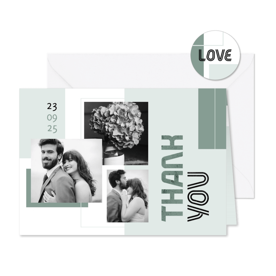 Danksagung Hochzeit Design abstrakt Fotocollage - Karteneindruck