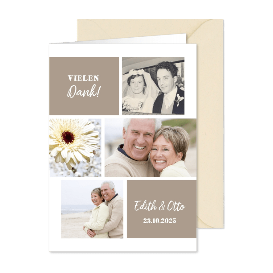 Danksagung Hochzeitsjubiläum Fotocollage - Karteneindruck
