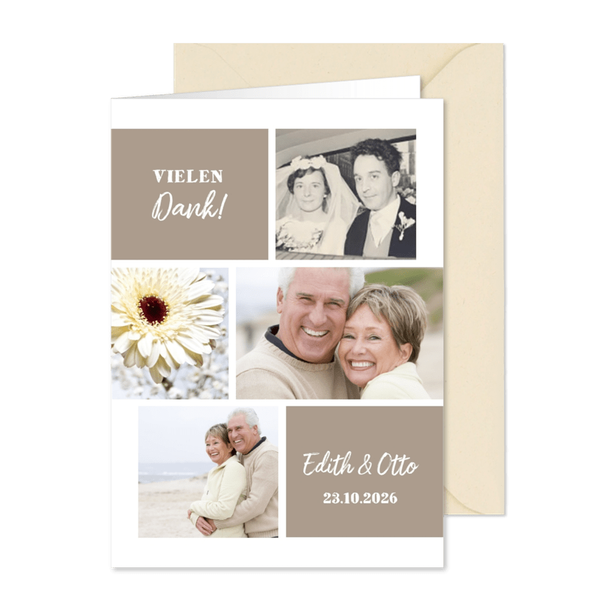 Danksagung Hochzeitsjubiläum Fotocollage - Karteneindruck
