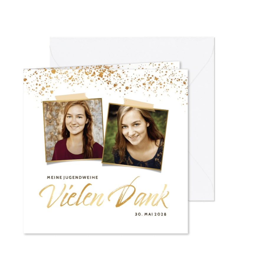Danksagung Jugendweihe Goldsprenkel Fotos - Karteneindruck
