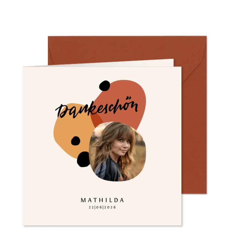 Danksagung Jugendweihe Lettering und Dots - Karteneindruck