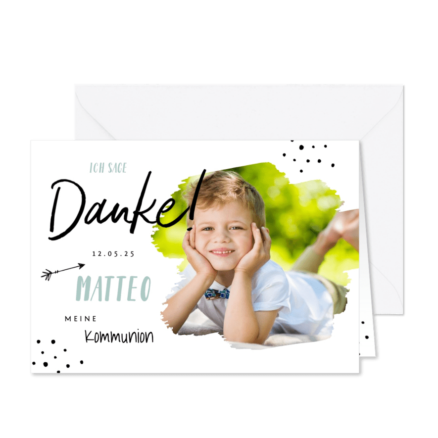 Danksagung Kommunion Foto und Typografie - Karteneindruck