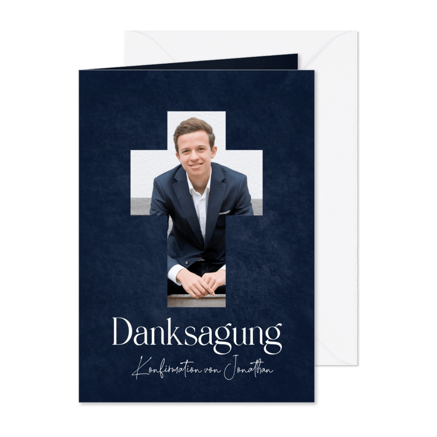 Danksagung Konfirmation Foto in Kreuz - Karteneindruck