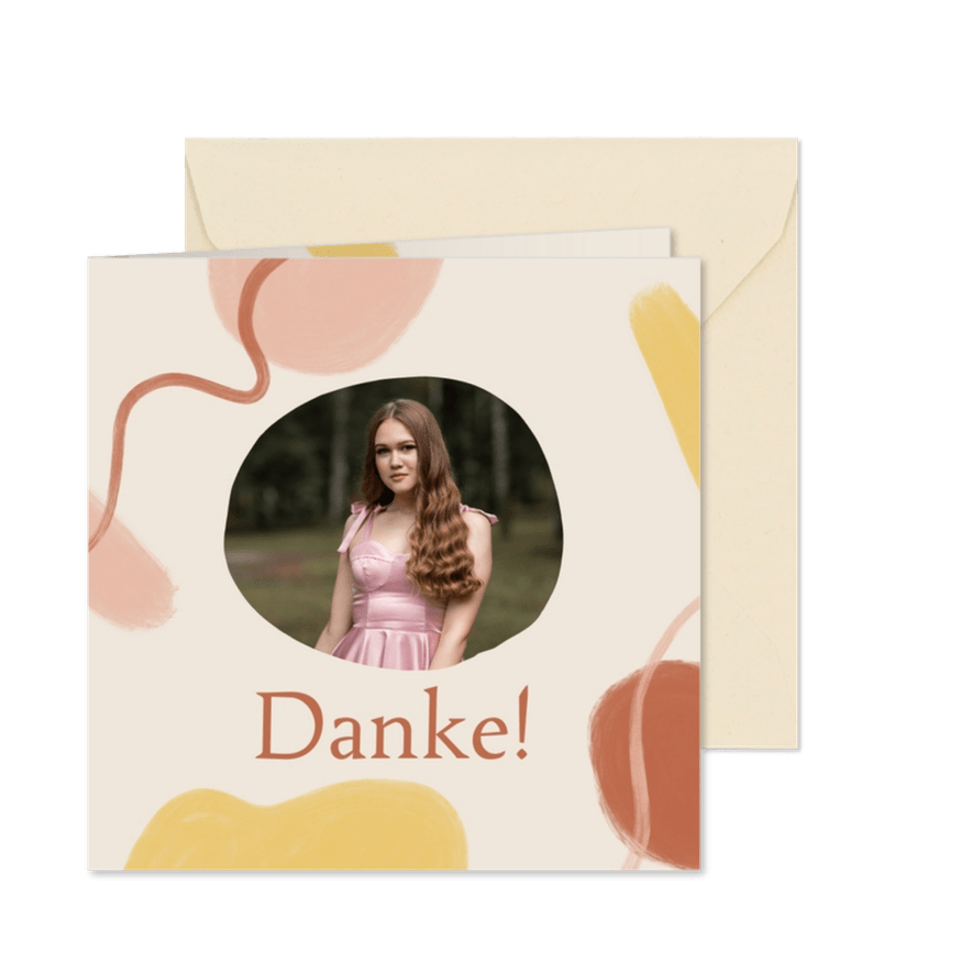 Danksagung Konfirmation rötlich abstrakte Farbelemente - Karteneindruck