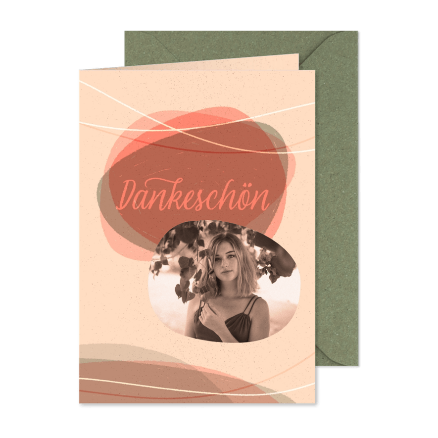 Danksagung mit abstraktem Motiv im Boho-Stil - Karteneindruck