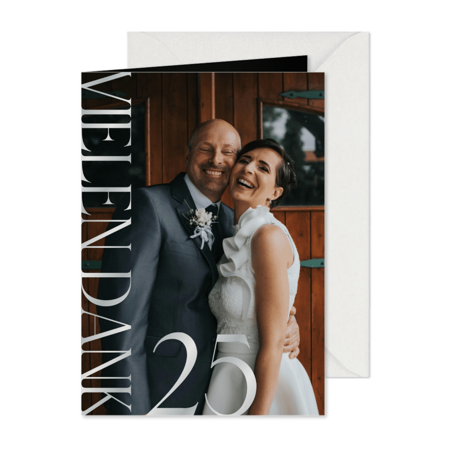 Danksagung Silberhochzeit große Lettern & Foto - Karteneindruck
