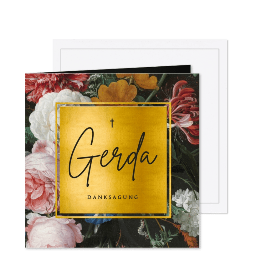Danksagung Trauer florales Stillleben - Karteneindruck
