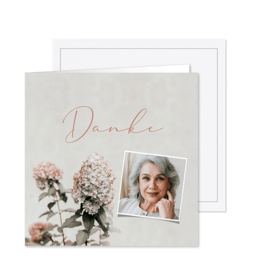 Danksagung Trauer Foto & Hortensien - Karteneindruck