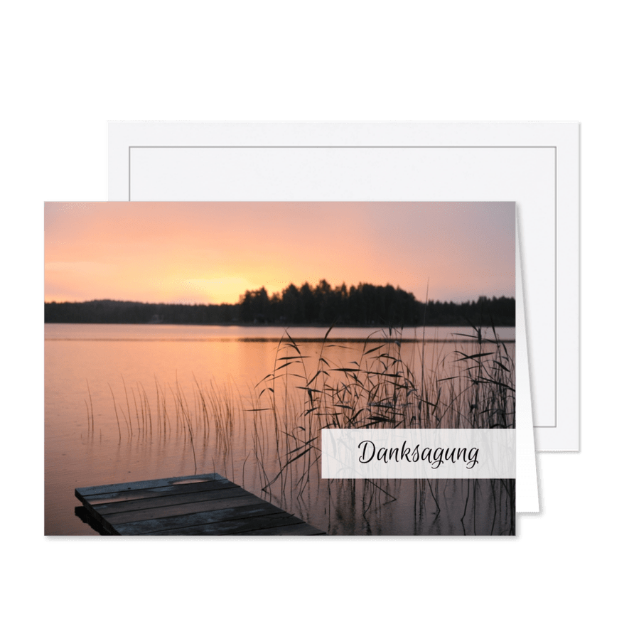 Danksagung Trauer Waldsee mit Steg - Karteneindruck
