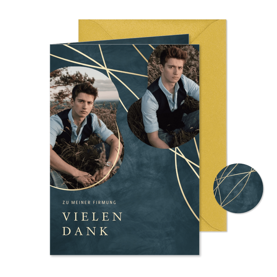 Danksagung zur Firmung Fotos & organische Formen blau - Karteneindruck