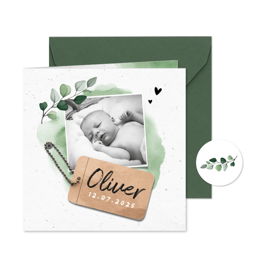 Danksagung zur Geburt botanisch Foto und Anhänger - Karteneindruck