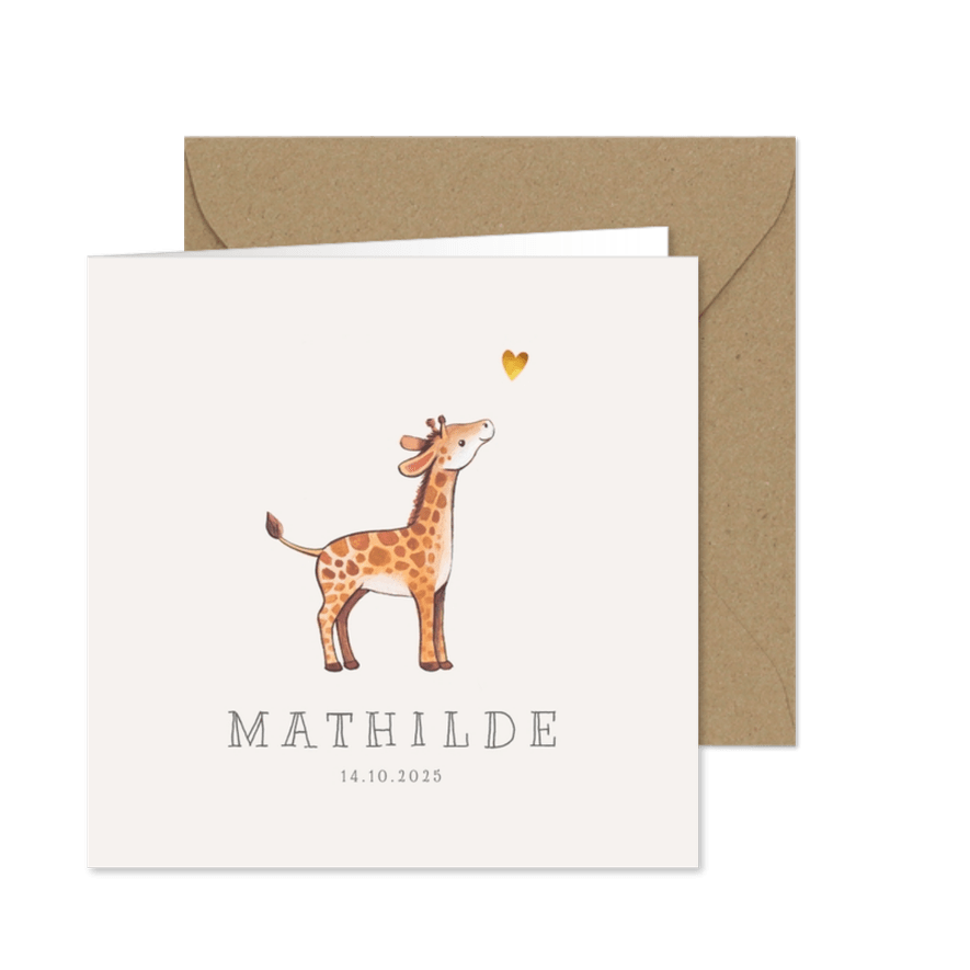 Danksagung zur Geburt kleine Giraffe Foto Innenseite - Karteneindruck
