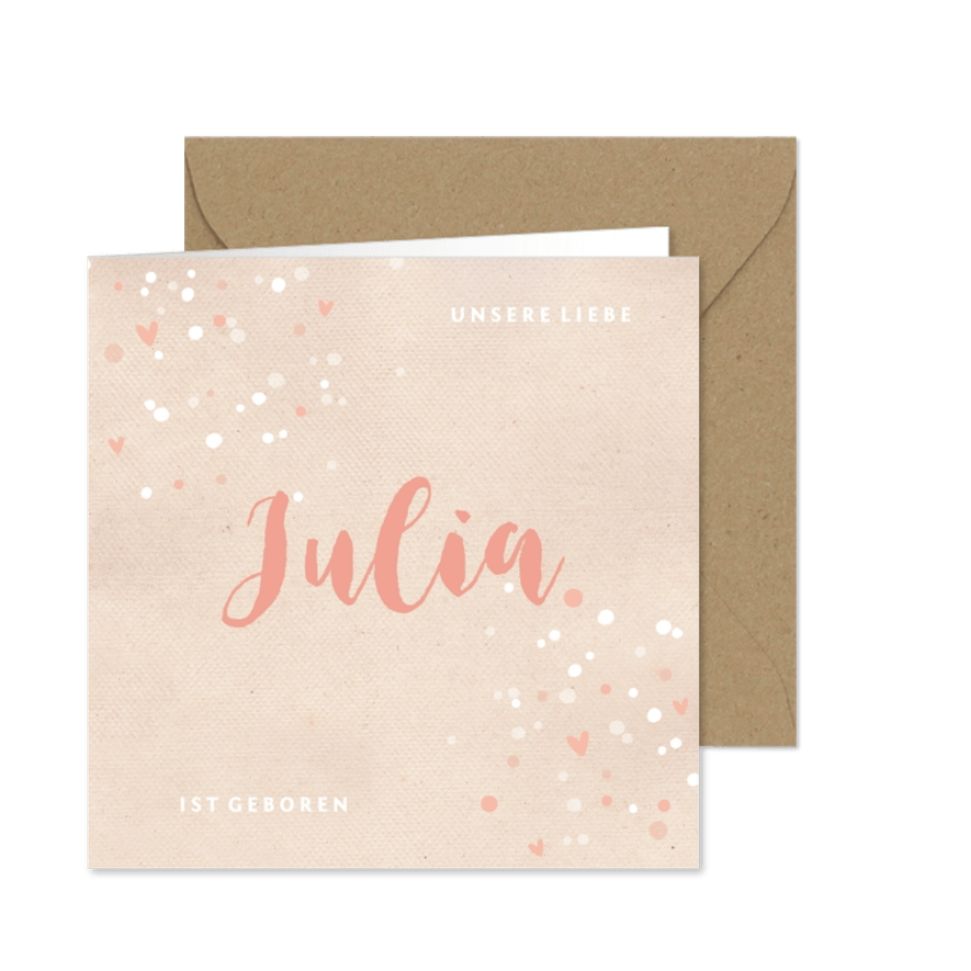 Danksagung zur Geburt lachsrosa Foto innen - Karteneindruck