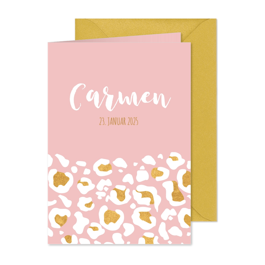 Danksagung zur Geburt Leopardenprint Foto innen - Karteneindruck
