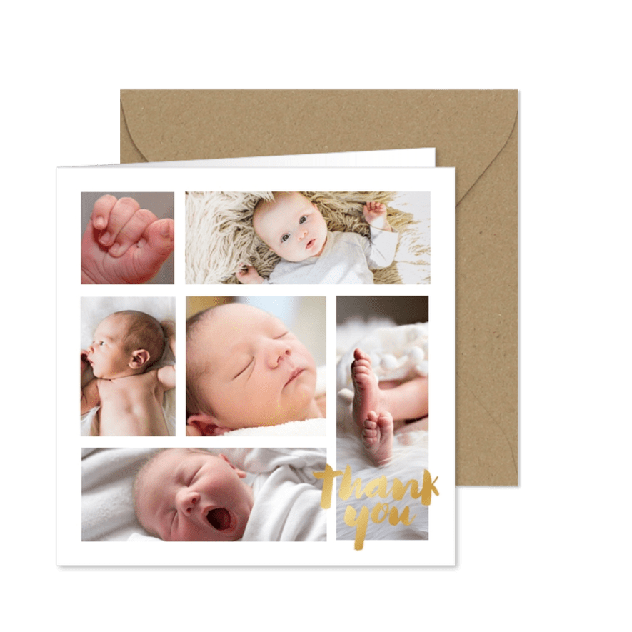 Danksagung zur Geburt viele Fotos - Karteneindruck
