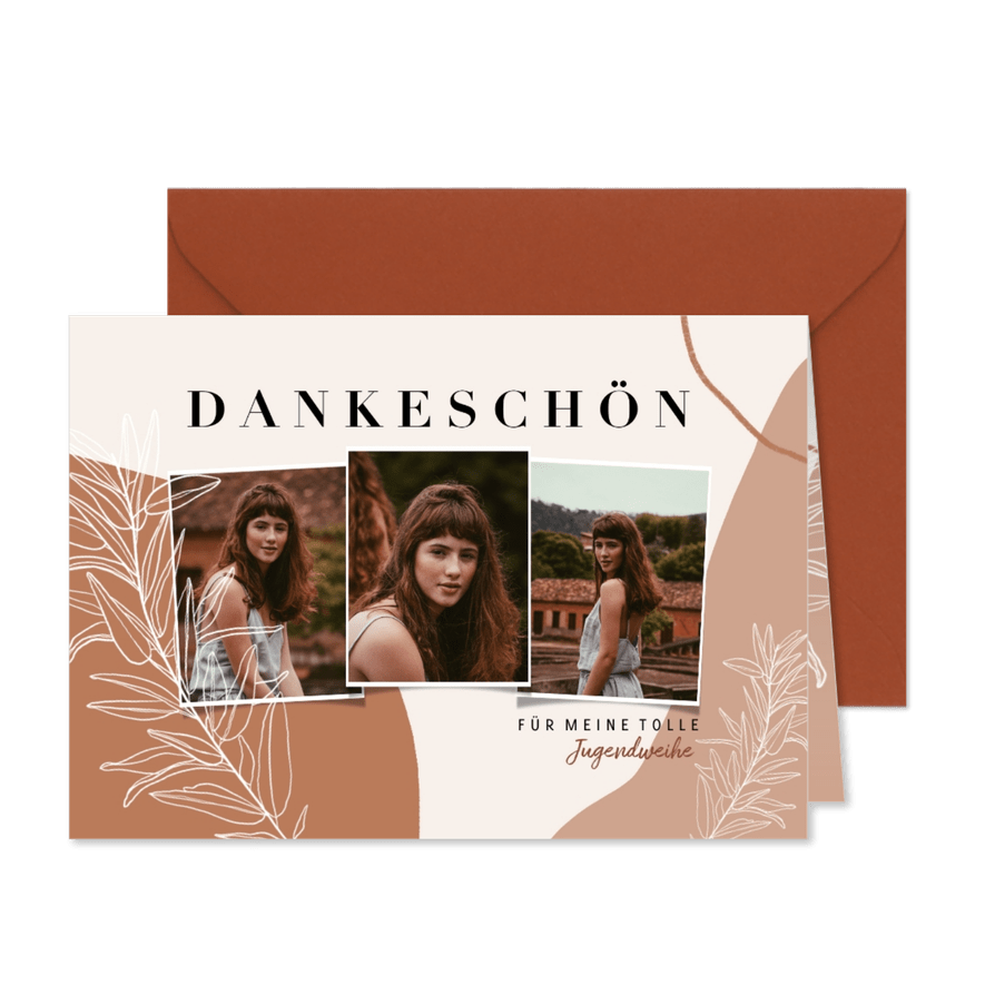 Danksagung zur Jugendweihe Fotos & Pflanze - Karteneindruck
