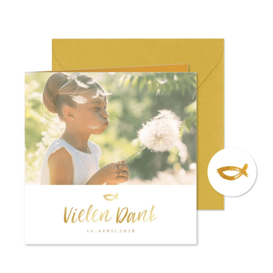 Danksagung zur Kommunion eigenes Foto Handschrift - Karteneindruck
