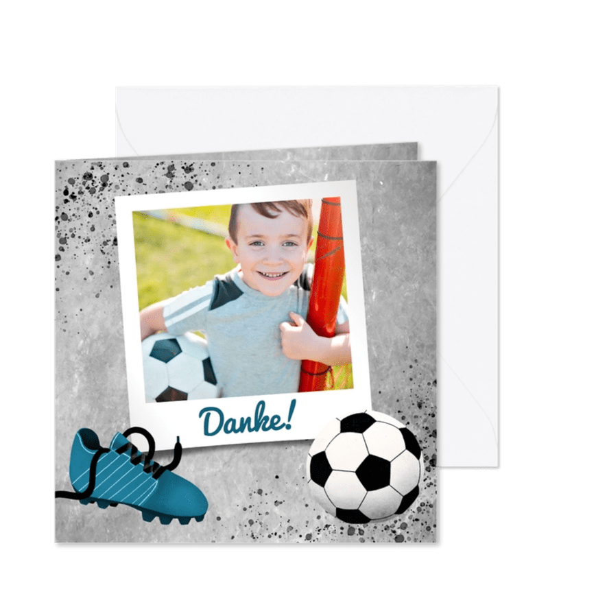 Danksagung zur Kommunion Foto & Fußball - Karteneindruck