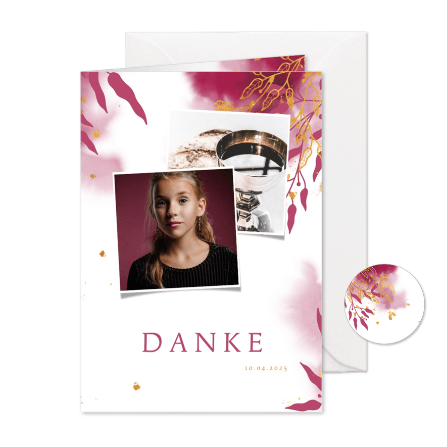 Danksagung zur Kommunion Fotos botanisch - Karteneindruck