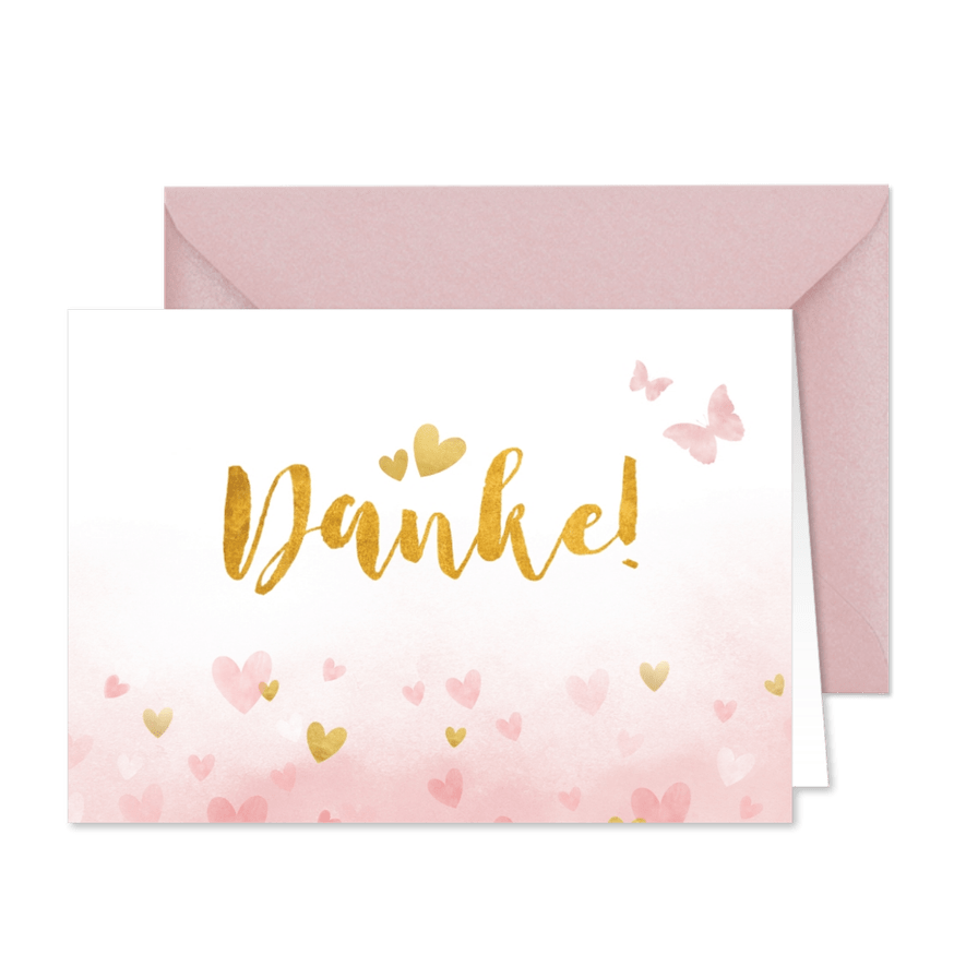 Danksagung zur Konfirmation Aquarell & Herzen Foto innen - Karteneindruck