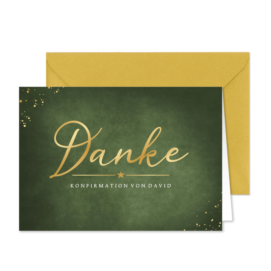 Danksagung zur Konfirmationsfeier klassisch in Goldlook - Karteneindruck