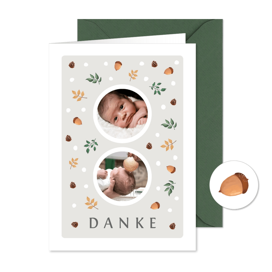 Danksagung zur Taufe Herbstlook Fotos - Karteneindruck