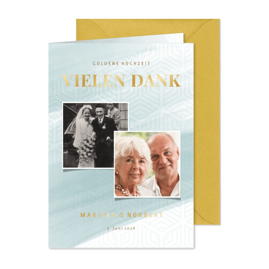 Danksagungskarte Goldene Hochzeit 2 Fotos - Karteneindruck
