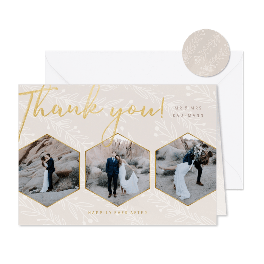 Danksagungskarte Hochzeit feine Zweige - Karteneindruck