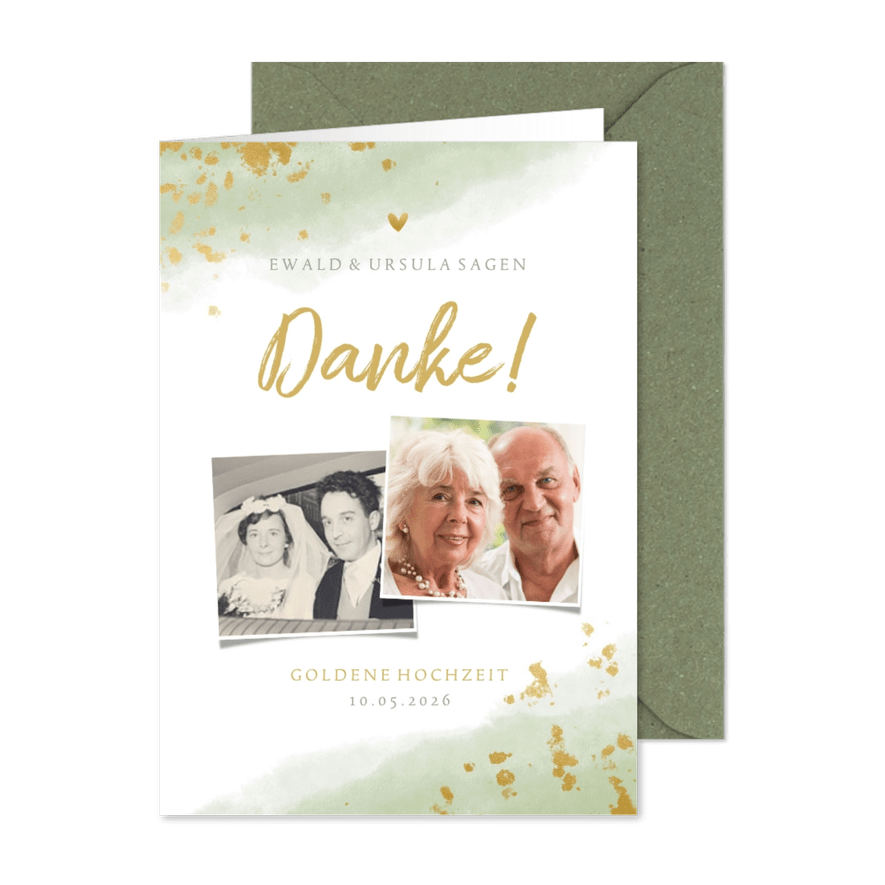 Danksagungskarte Hochzeitsjubiläum 2 Fotos - Kartenvorschau