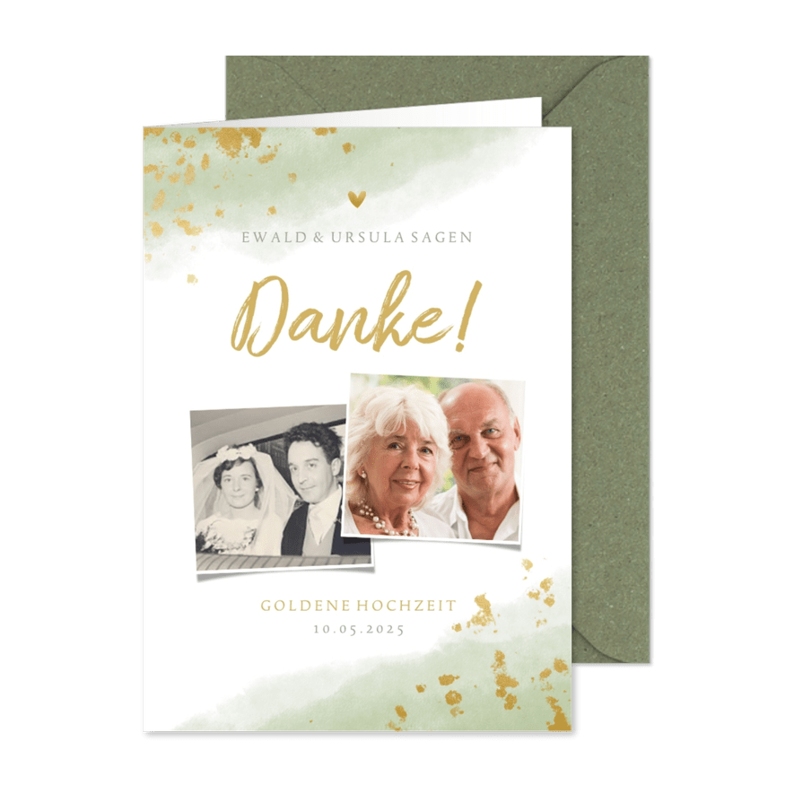 Danksagungskarte Hochzeitsjubiläum 2 Fotos - Karteneindruck