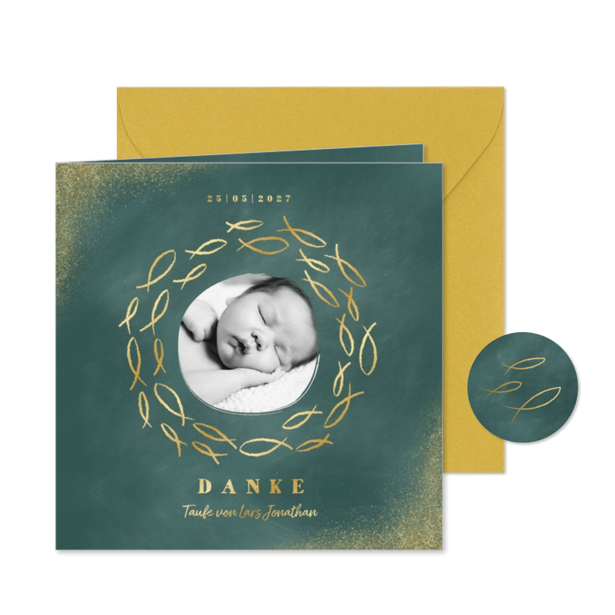 Danksagungskarte Taufe Foto & Goldfische - Karteneindruck