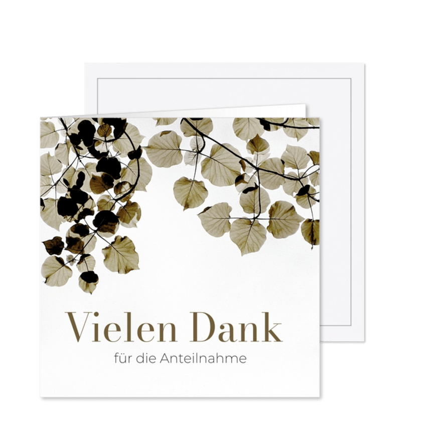 Danksagungskarte Trauer Blätterranken - Karteneindruck