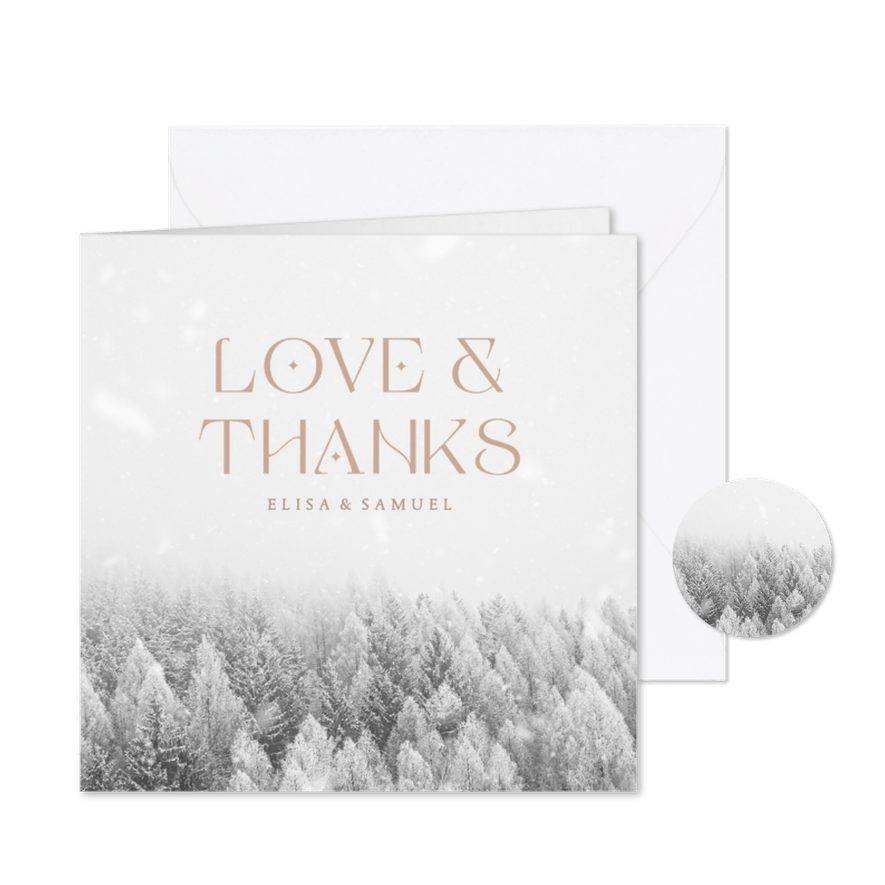 Danksagungskarte Winterhochzeit Winterwald - Karteneindruck