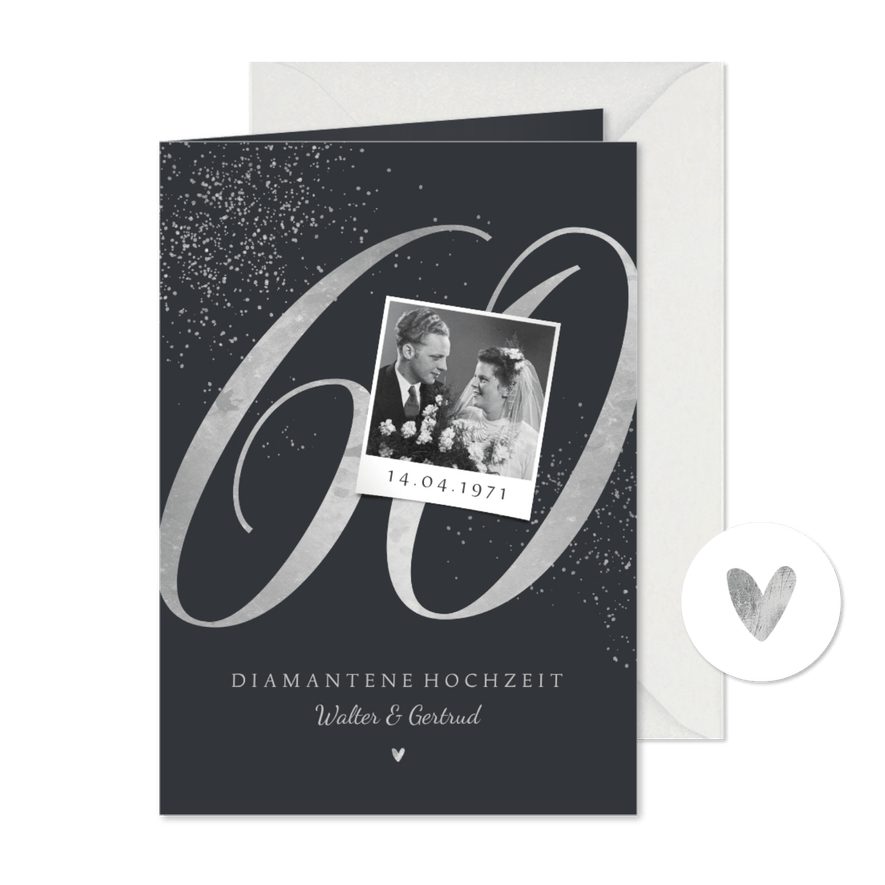Diamantene Hochzeit Einladungskarte große 60  - Kartenvorschau
